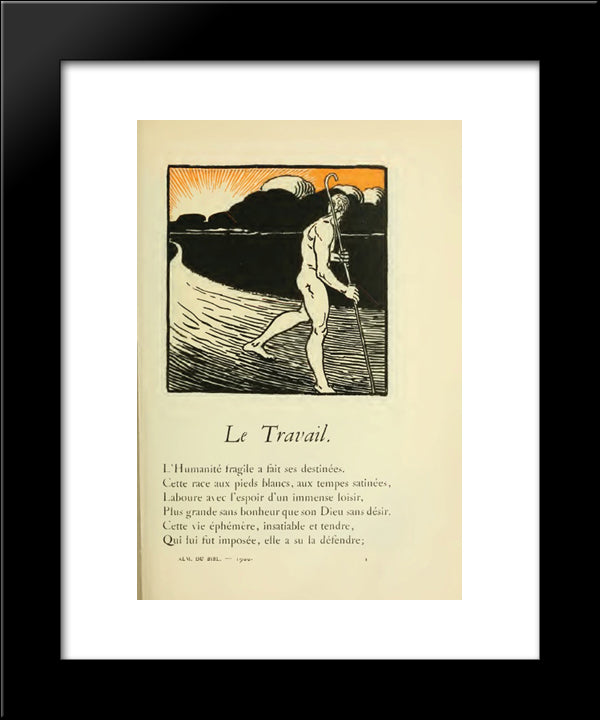 Le Travail 20x24 Black Modern Wood Framed Art Print Poster by Steinlen, Theophile