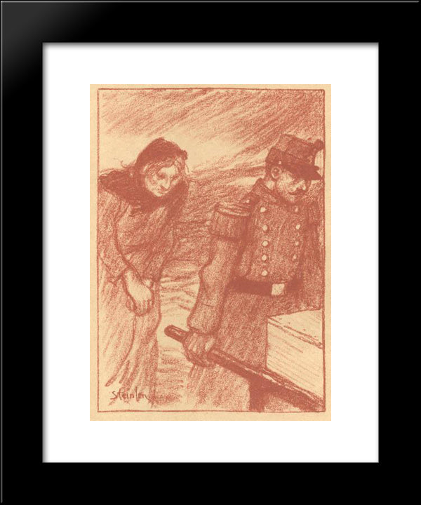 L'Enterrement 20x24 Black Modern Wood Framed Art Print Poster by Steinlen, Theophile