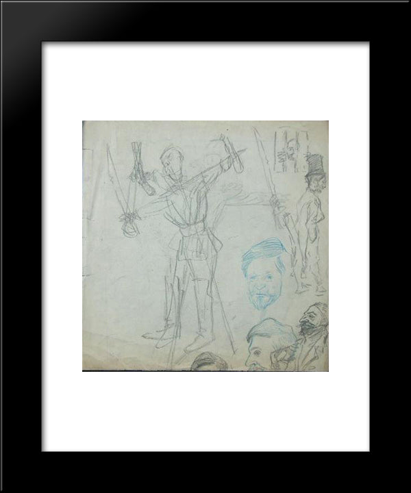 L'Epouvantail-Bourgeois 20x24 Black Modern Wood Framed Art Print Poster by Steinlen, Theophile