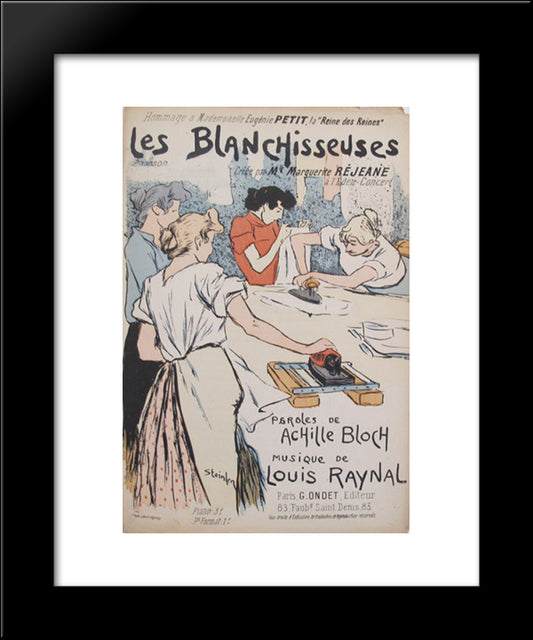 Les Blanchisseuses 20x24 Black Modern Wood Framed Art Print Poster by Steinlen, Theophile