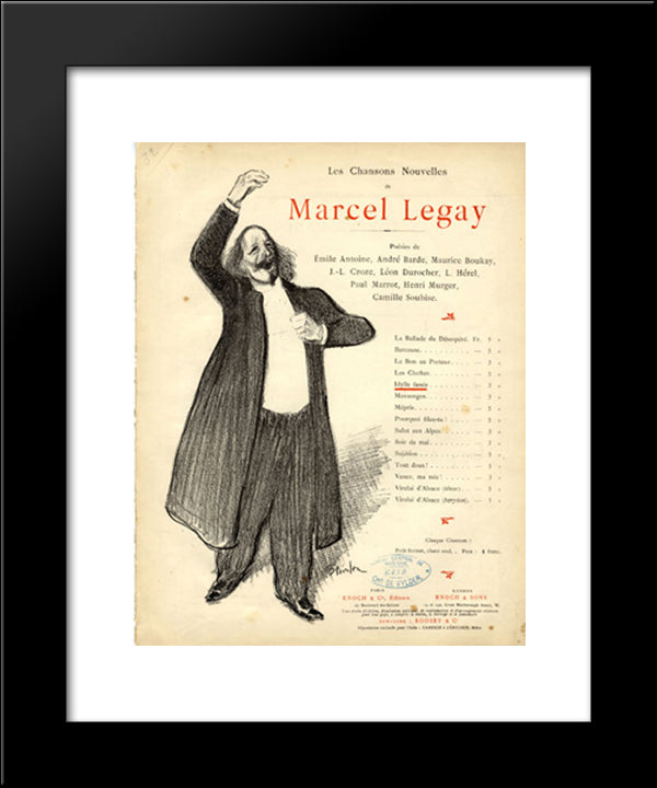 Les Chansons Nouvelles De Marcel Legay 20x24 Black Modern Wood Framed Art Print Poster by Steinlen, Theophile
