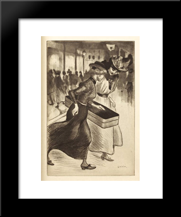Les Deux Trottins 20x24 Black Modern Wood Framed Art Print Poster by Steinlen, Theophile