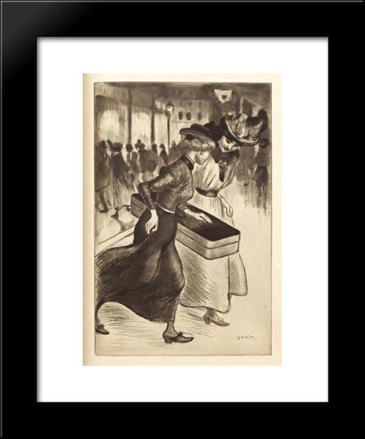 Les Deux Trottins 20x24 Black Modern Wood Framed Art Print Poster by Steinlen, Theophile