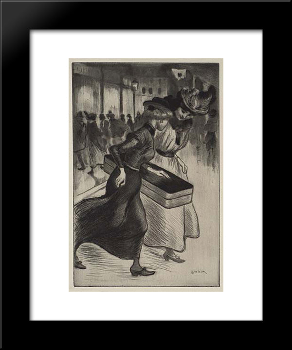 Les Deux Trottins 20x24 Black Modern Wood Framed Art Print Poster by Steinlen, Theophile