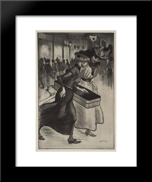 Les Deux Trottins 20x24 Black Modern Wood Framed Art Print Poster by Steinlen, Theophile