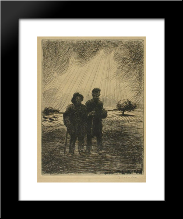 Les Deux Vagabonds 20x24 Black Modern Wood Framed Art Print Poster by Steinlen, Theophile