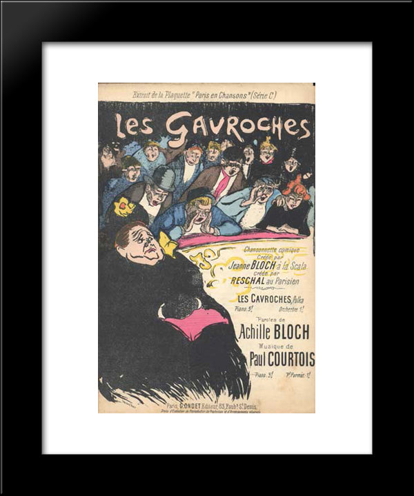 Les Gavroches 20x24 Black Modern Wood Framed Art Print Poster by Steinlen, Theophile