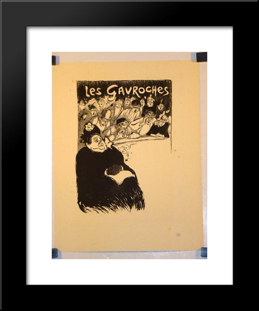 Les Gavroches 20x24 Black Modern Wood Framed Art Print Poster by Steinlen, Theophile