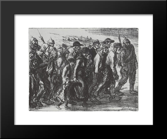 Les Internes - Entree Dans Les Geoles Allemandes 20x24 Black Modern Wood Framed Art Print Poster by Steinlen, Theophile