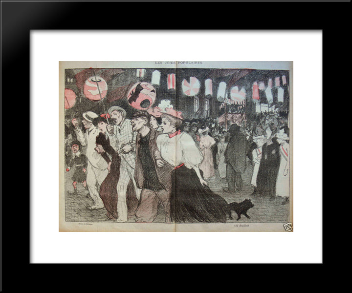 Les Joies Populaires 20x24 Black Modern Wood Framed Art Print Poster by Steinlen, Theophile