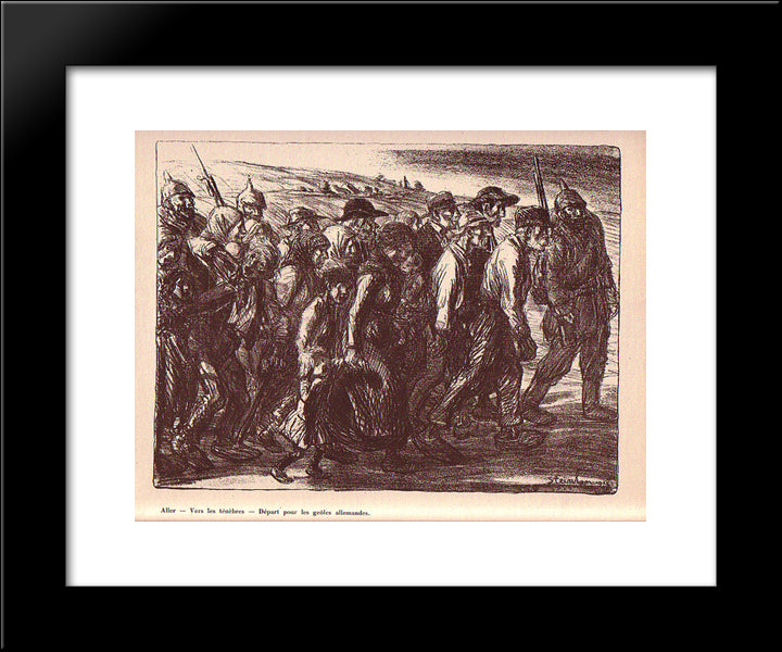 Les Otages Civils 20x24 Black Modern Wood Framed Art Print Poster by Steinlen, Theophile