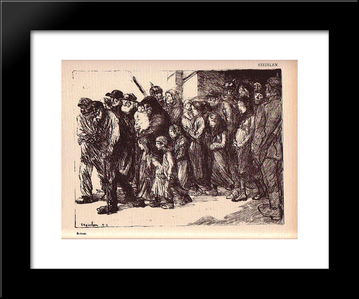 Les Otages Civils 20x24 Black Modern Wood Framed Art Print Poster by Steinlen, Theophile