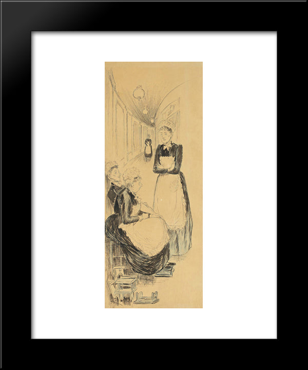 Les Ouvreuses 20x24 Black Modern Wood Framed Art Print Poster by Steinlen, Theophile