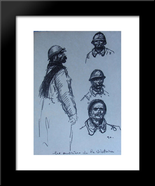 Les Ouvriers De La Victoire 20x24 Black Modern Wood Framed Art Print Poster by Steinlen, Theophile
