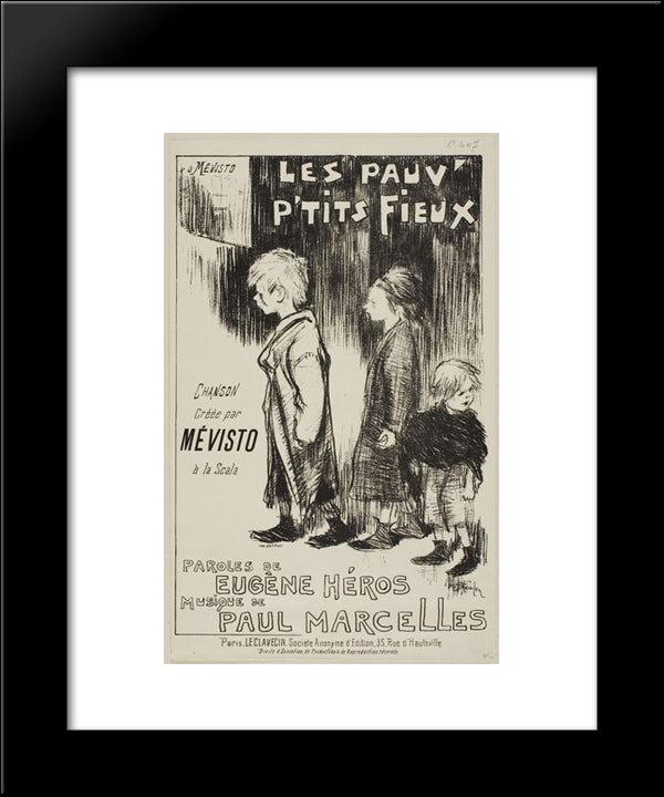 Les Pauv - Petits Fieux 20x24 Black Modern Wood Framed Art Print Poster by Steinlen, Theophile