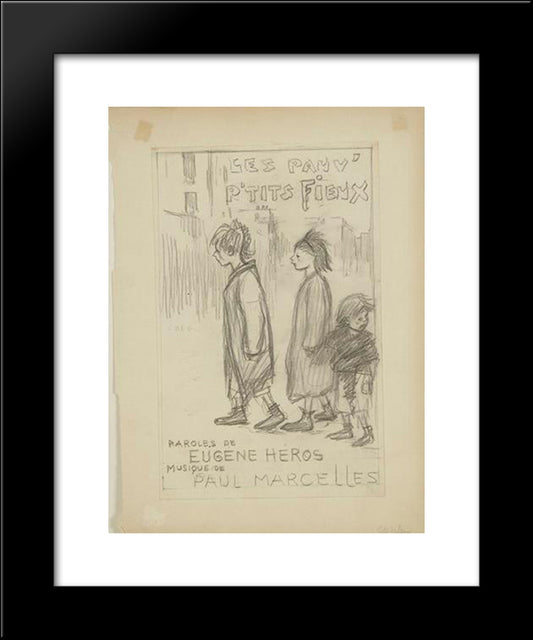 Les Pauv- Petits Fieux 20x24 Black Modern Wood Framed Art Print Poster by Steinlen, Theophile