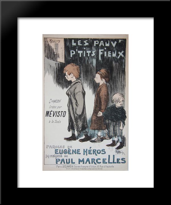 Les Pauv- Petits Fieux 20x24 Black Modern Wood Framed Art Print Poster by Steinlen, Theophile