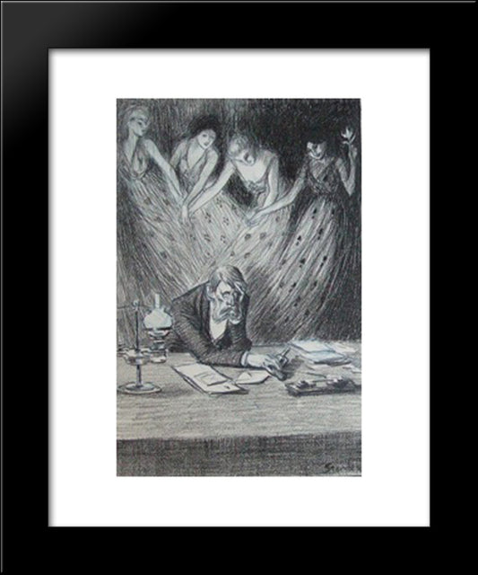 Les Quatres Dames 20x24 Black Modern Wood Framed Art Print Poster by Steinlen, Theophile