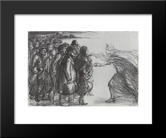 Les Refugies De La Meuse 20x24 Black Modern Wood Framed Art Print Poster by Steinlen, Theophile