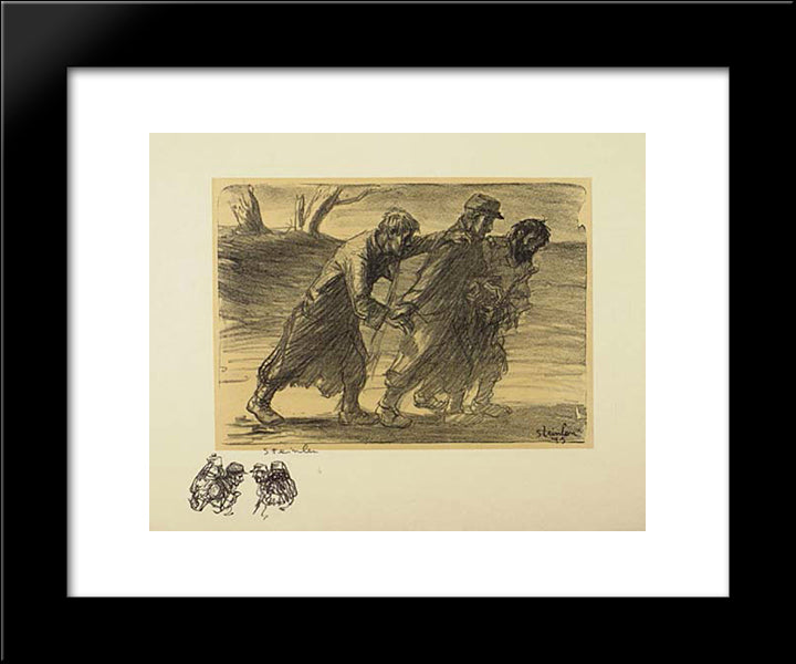 Les Trois Compagnons 20x24 Black Modern Wood Framed Art Print Poster by Steinlen, Theophile
