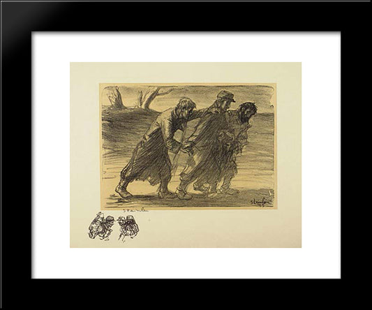 Les Trois Compagnons 20x24 Black Modern Wood Framed Art Print Poster by Steinlen, Theophile