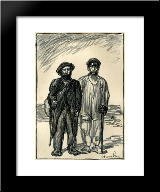 Les-Deux 20x24 Black Modern Wood Framed Art Print Poster by Steinlen, Theophile