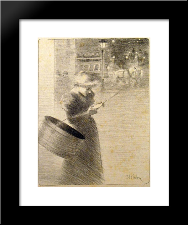 Lettre A Ninon 20x24 Black Modern Wood Framed Art Print Poster by Steinlen, Theophile