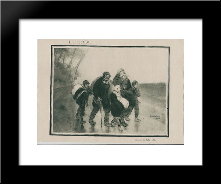 L'Exode 20x24 Black Modern Wood Framed Art Print Poster by Steinlen, Theophile