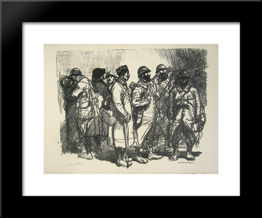 L'Heure Tendre 20x24 Black Modern Wood Framed Art Print Poster by Steinlen, Theophile