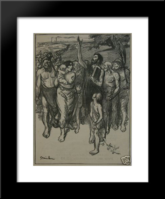 L'Idee En Marche 20x24 Black Modern Wood Framed Art Print Poster by Steinlen, Theophile