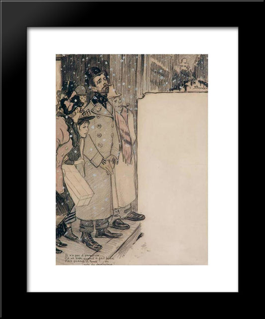 Lied Du Joli Temps Tout En Neige 20x24 Black Modern Wood Framed Art Print Poster by Steinlen, Theophile