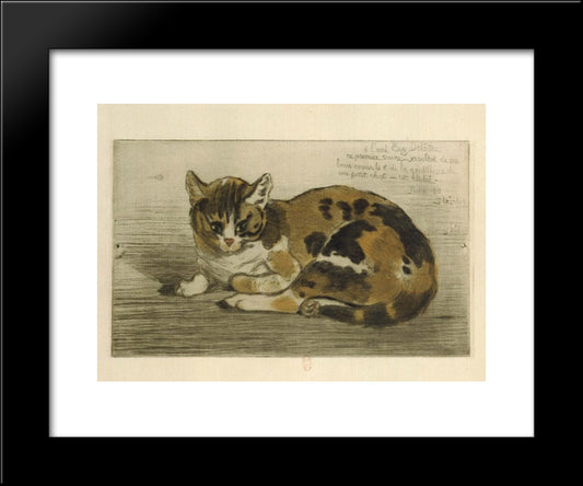 Little Cat 20x24 Black Modern Wood Framed Art Print Poster by Steinlen, Theophile