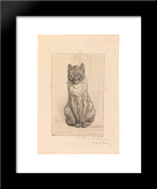 Little Cat Sitting 20x24 Black Modern Wood Framed Art Print Poster by Steinlen, Theophile