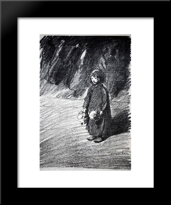 Little Flower Girl 20x24 Black Modern Wood Framed Art Print Poster by Steinlen, Theophile