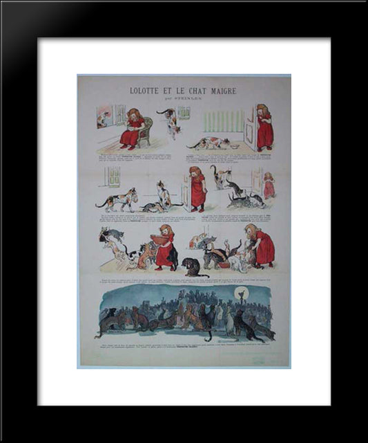 Lolotte And Skinny Cat 20x24 Black Modern Wood Framed Art Print Poster by Steinlen, Theophile