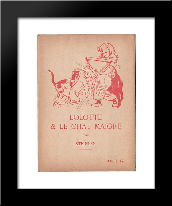 Lolotte And Skinny Cat 20x24 Black Modern Wood Framed Art Print Poster by Steinlen, Theophile