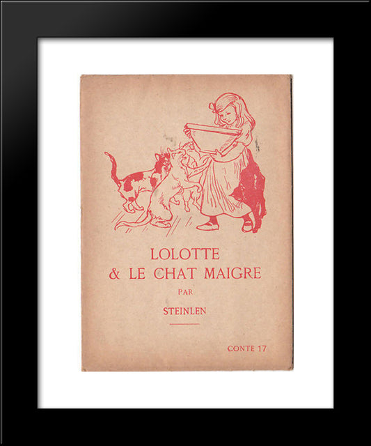 Lolotte And Skinny Cat 20x24 Black Modern Wood Framed Art Print Poster by Steinlen, Theophile