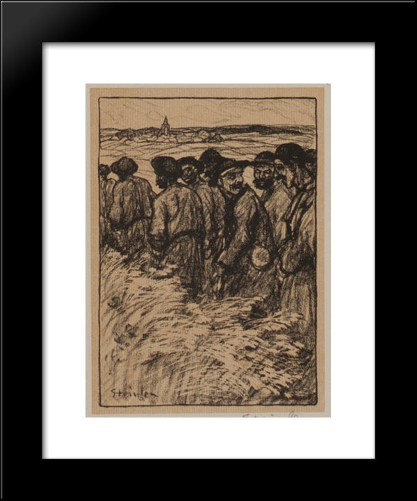 L'Train Des Geules Noires 20x24 Black Modern Wood Framed Art Print Poster by Steinlen, Theophile