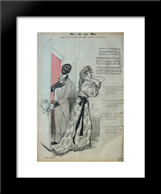 Ma Dit Ma Mie 20x24 Black Modern Wood Framed Art Print Poster by Steinlen, Theophile
