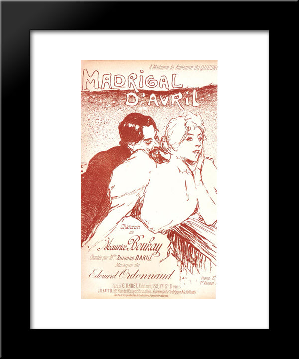 Madrigal D'Avril 20x24 Black Modern Wood Framed Art Print Poster by Steinlen, Theophile