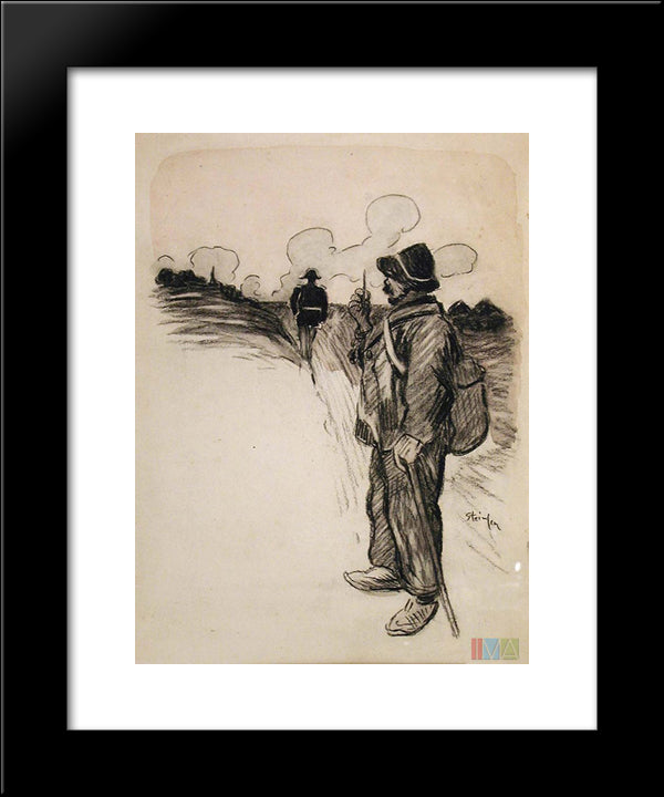 Marchand D'Crayon 20x24 Black Modern Wood Framed Art Print Poster by Steinlen, Theophile