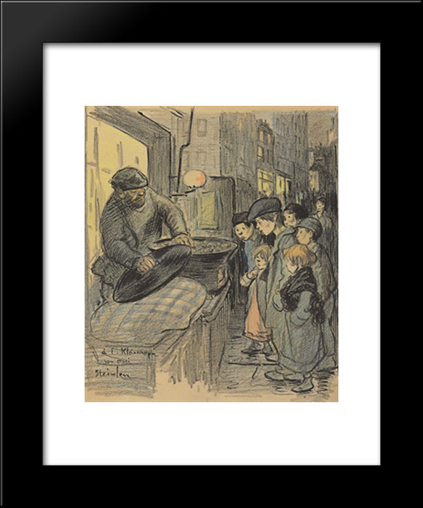 Marchand De Marrons 20x24 Black Modern Wood Framed Art Print Poster by Steinlen, Theophile