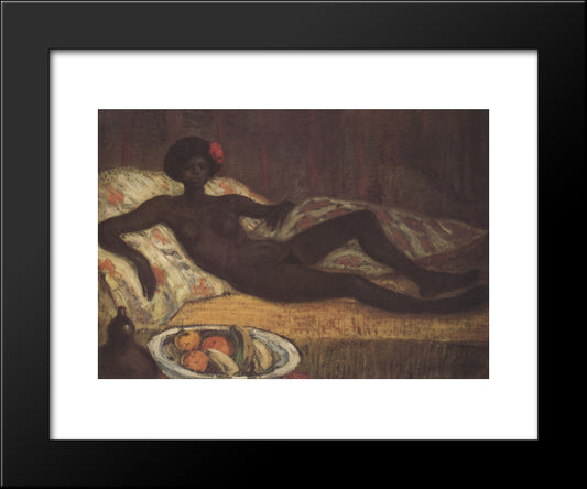 Massaida On The Divan 20x24 Black Modern Wood Framed Art Print Poster by Steinlen, Theophile