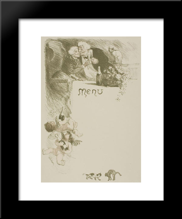 Menu Henriot 20x24 Black Modern Wood Framed Art Print Poster by Steinlen, Theophile
