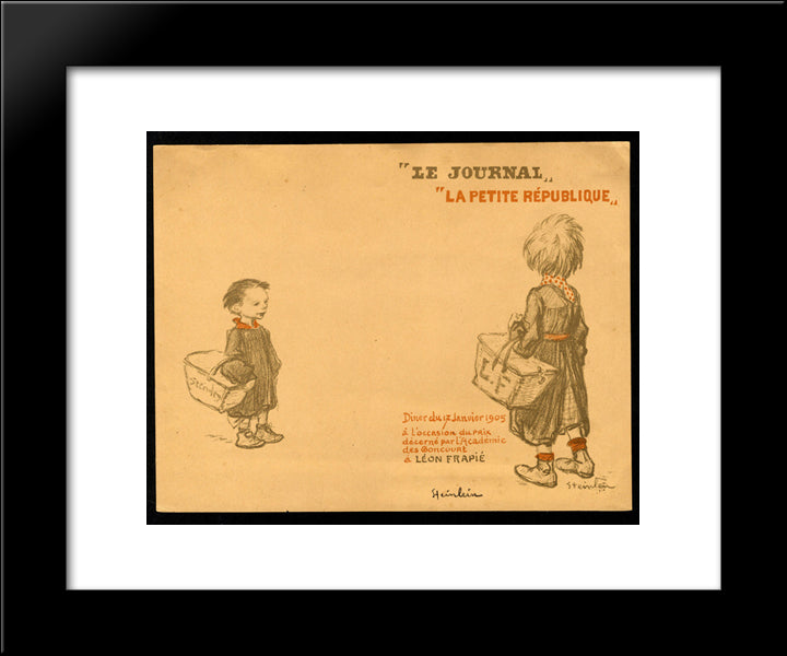 Menu Leon Frapie 20x24 Black Modern Wood Framed Art Print Poster by Steinlen, Theophile