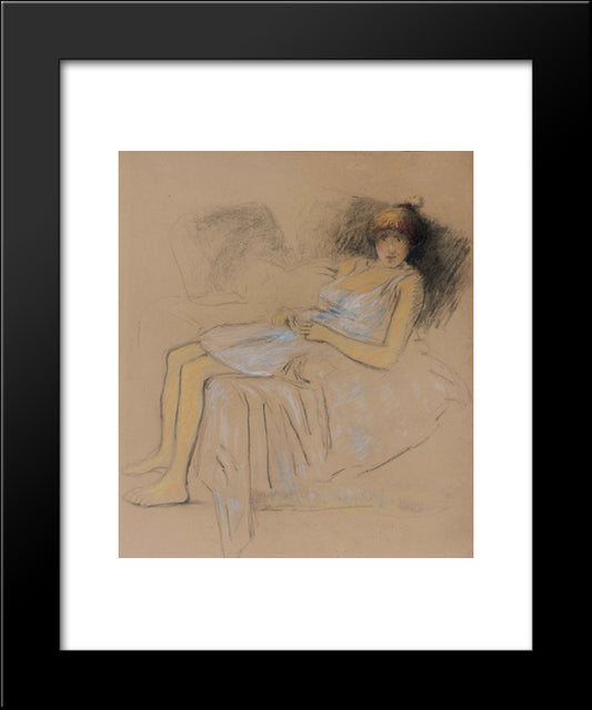 Model At Rest 20x24 Black Modern Wood Framed Art Print Poster by Steinlen, Theophile