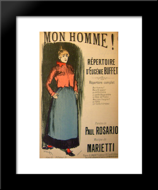 Mon Homme 20x24 Black Modern Wood Framed Art Print Poster by Steinlen, Theophile