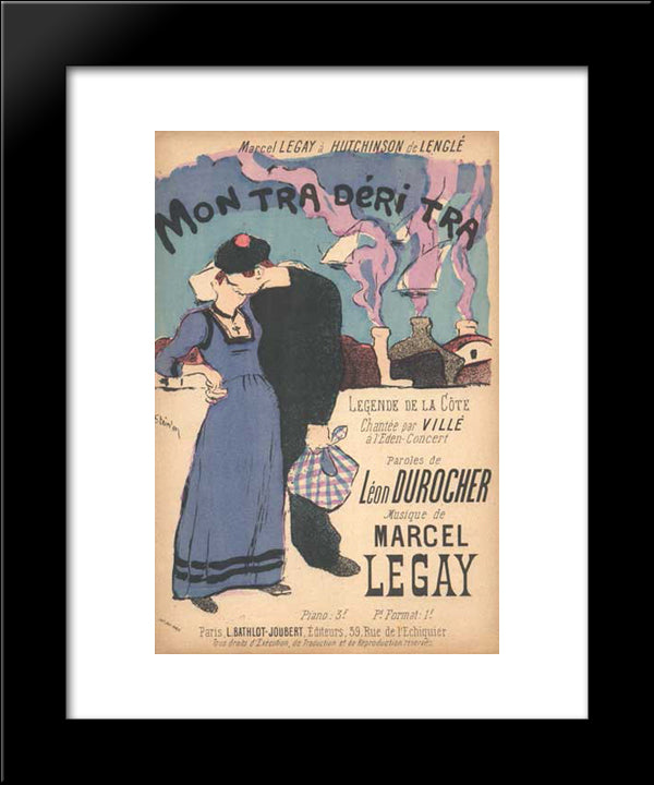 Mon Tra Deri Tra 20x24 Black Modern Wood Framed Art Print Poster by Steinlen, Theophile