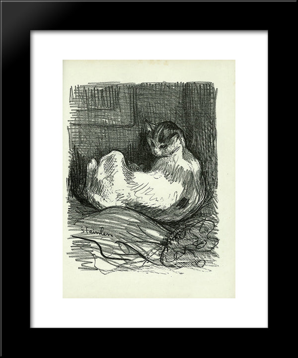 Mother Cat 20x24 Black Modern Wood Framed Art Print Poster by Steinlen, Theophile