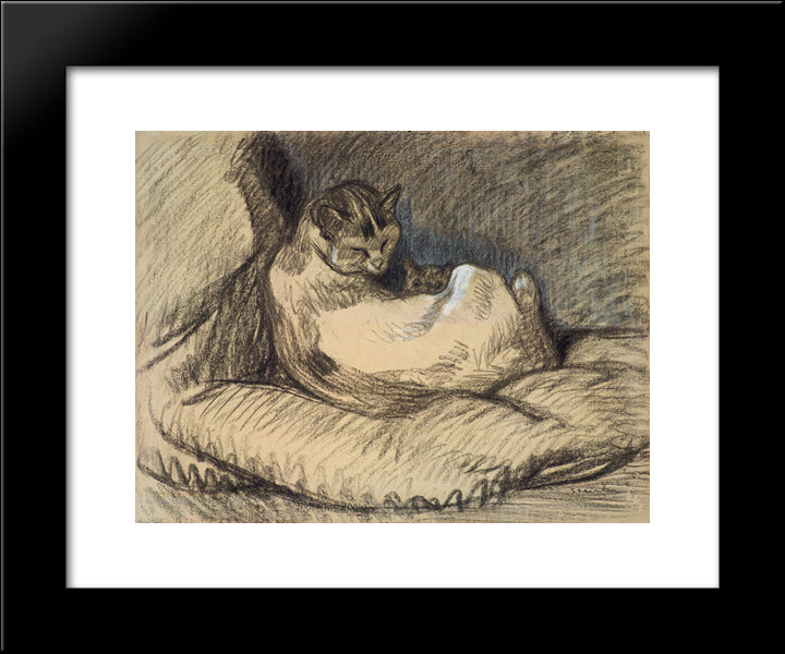 Mother Cat 20x24 Black Modern Wood Framed Art Print Poster by Steinlen, Theophile